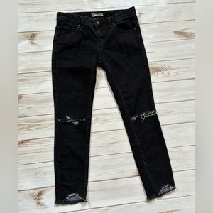 Free People distressed raw hem skinny jeans